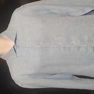 Men's Sea Blue long sleeve linen shirt